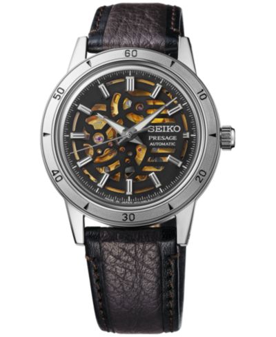 Мужские автоматические часы Seiko Presage Style 60s, коричневый кожаный ремешок, 40mm