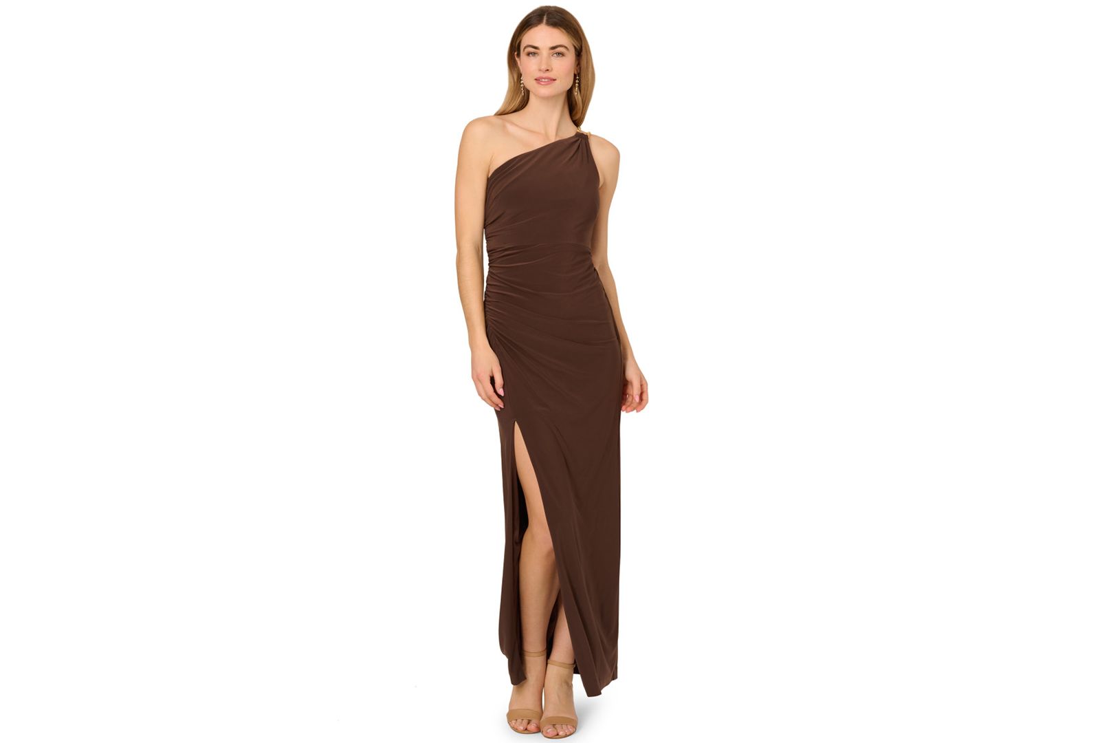 Adrianna Papell Women's One-Shoulder Slim Column Gown