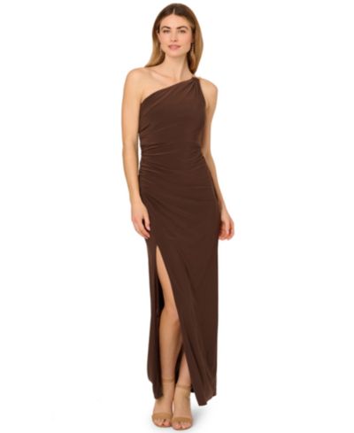 Adrianna Papell Women's One-Shoulder Slim Column Gown