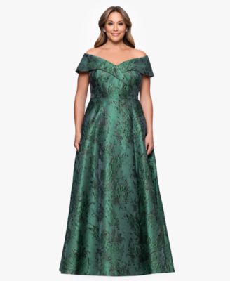 Вечернее платье XSCAPE Plus Metallic Brocade Off-the-Shoulder