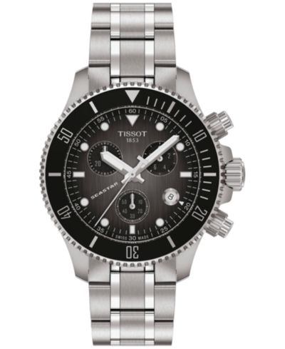 Мужские швейцарские часы Tissot Seastar 1000 Chronograph на стальном браслете, 38mm