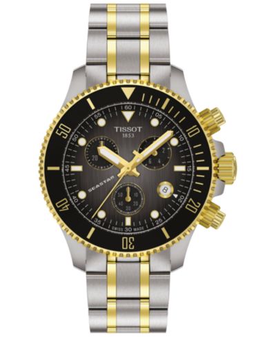 Tissot Мужские швейцарские часы Seastar 1000 Chronograph, двухцветная сталь, 38mm