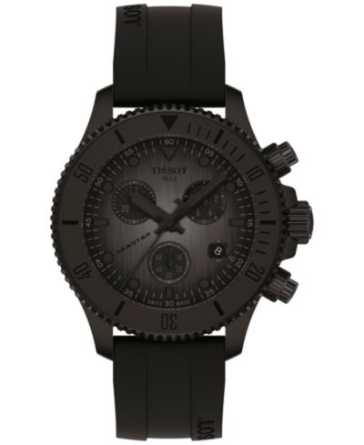 Мужские швейцарские часы Tissot Seastar 1000 Black Rubber Strap 38mm