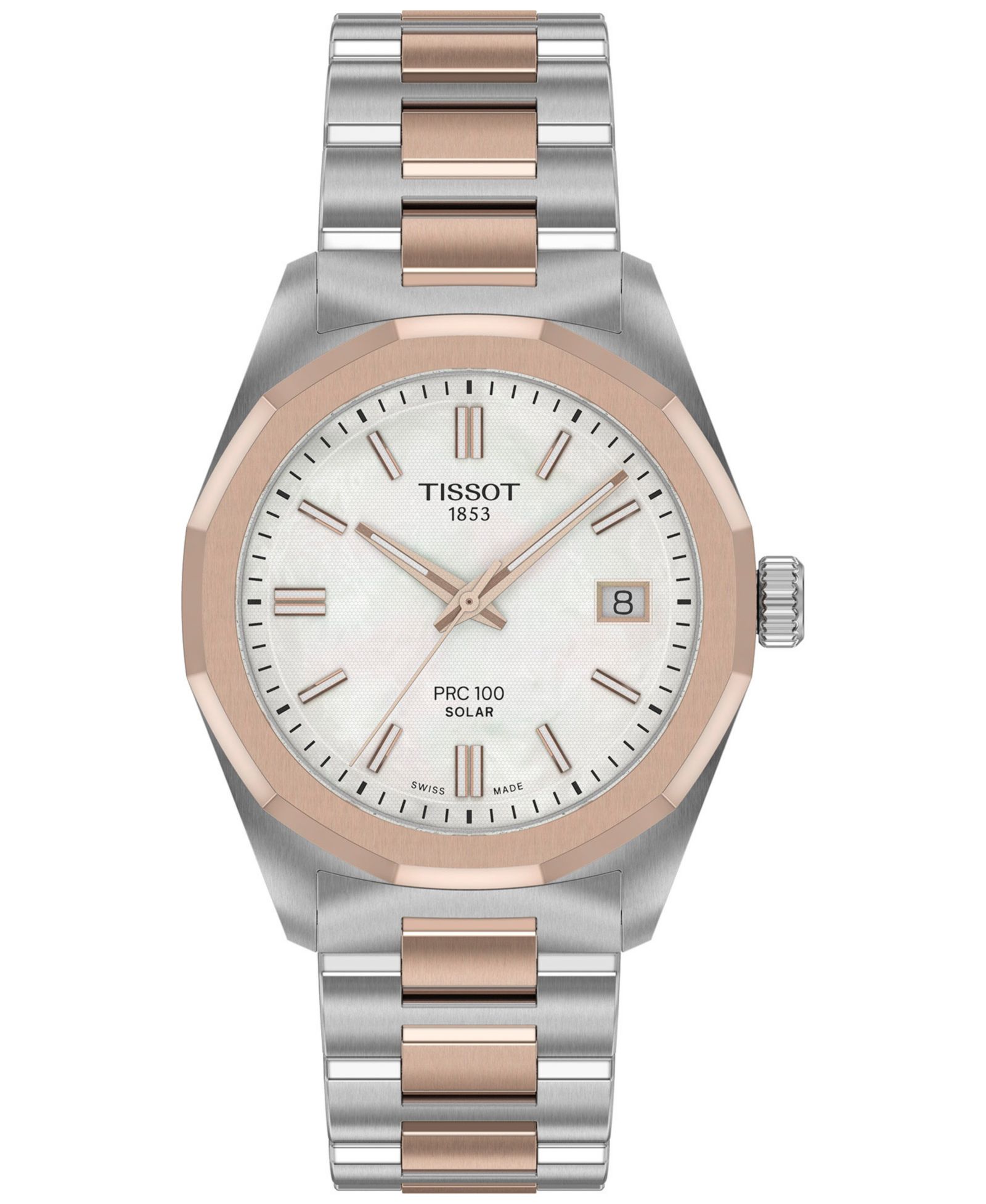 Tissot Женские швейцарские часы PRC 100 Solar, двухцветная сталь, 34mm