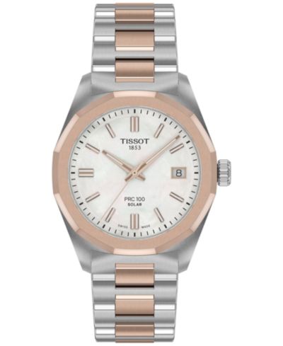 Tissot Женские швейцарские часы PRC 100 Solar, двухцветная сталь, 34mm