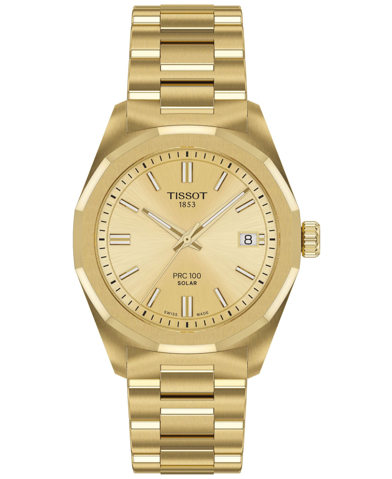 Tissot Women's Swiss PRC 100 Solar Gold-Tone Stainless Steel Bracelet Watch 34mm