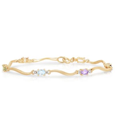 Браслет Genevive с разноцветной кубической цирконией и напылением Sterling Plated
