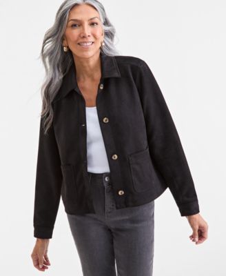 Style & Co Women's Faux-Suede Button-Front Jacket, Macy's Exclusive