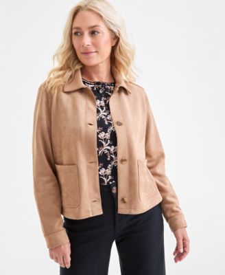 Style & Co Женская куртка из искусственной замши на пуговицах