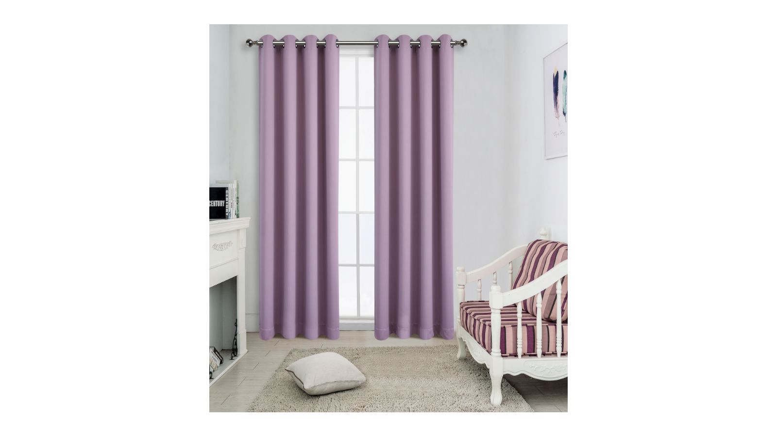 Kate Aurora 100% Hotel Thermal Blackout Lavender Grommet Top Curtain Panels - 50 in. W x 95 in.L