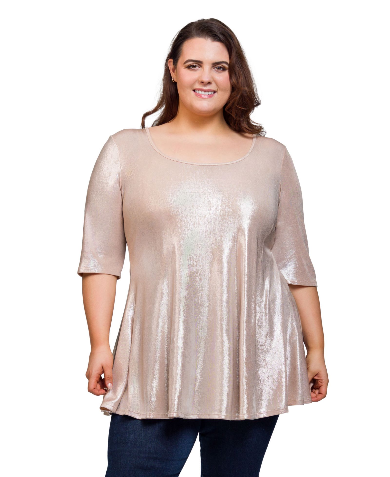 24seven Comfort Apparel Plus Size туника с вырезом Scoop Neck Flared
