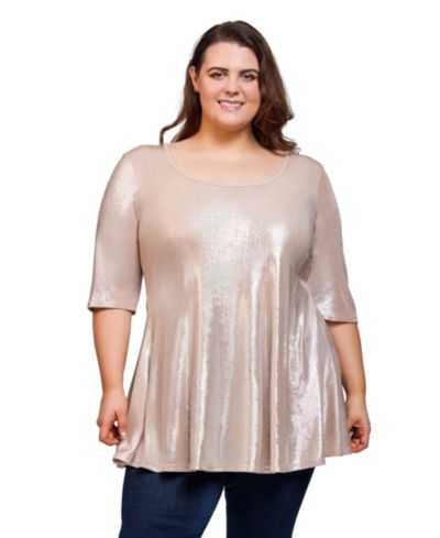 24seven Comfort Apparel Plus Size туника с вырезом Scoop Neck Flared