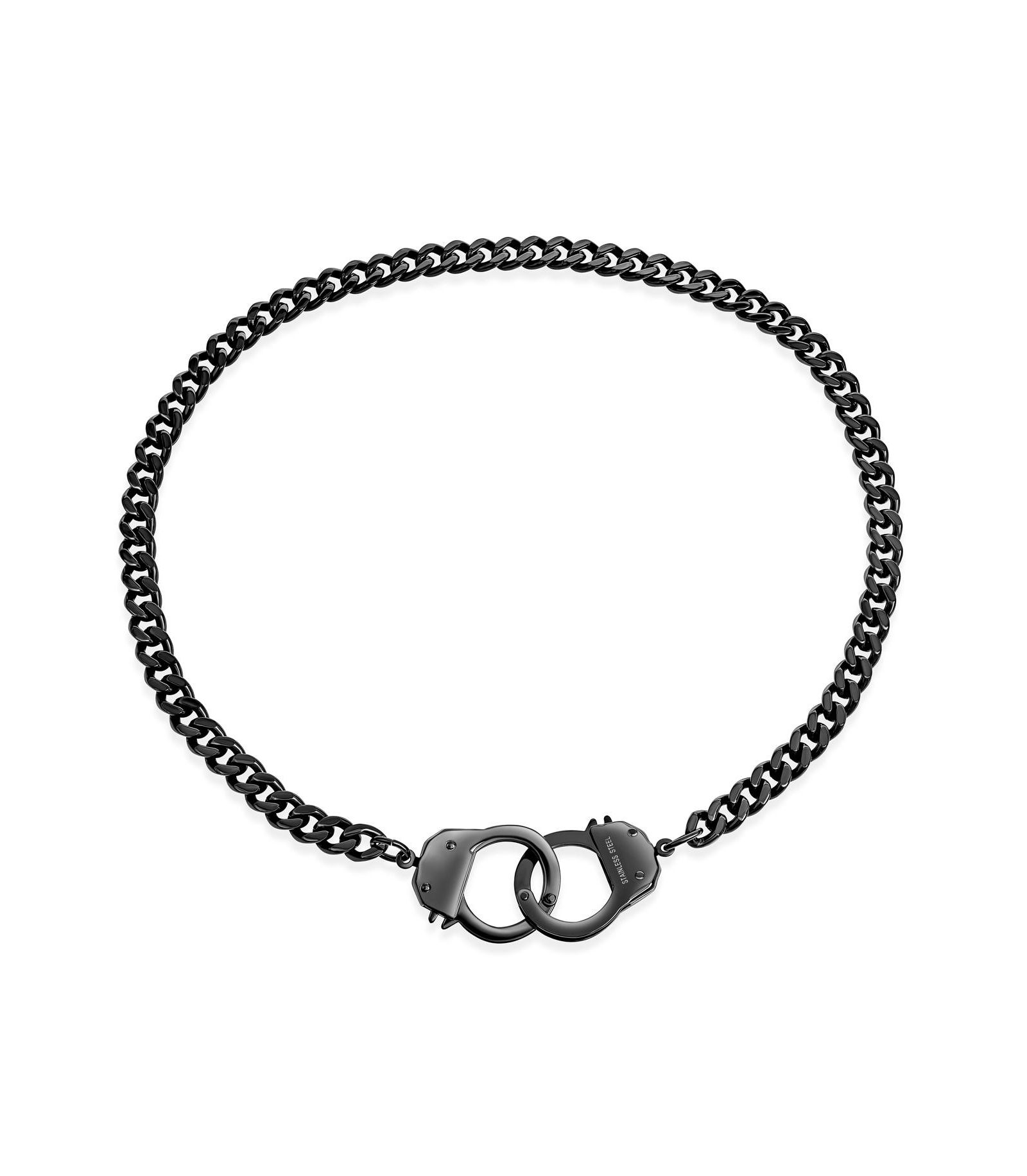Bling Jewelry ожерелье Biker Punk Rock с крупной цепью и наручниками, черное золото серебро - 20"