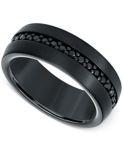 Мужское кольцо Triton, сапфир 8mm, черный карбид вольфрама
