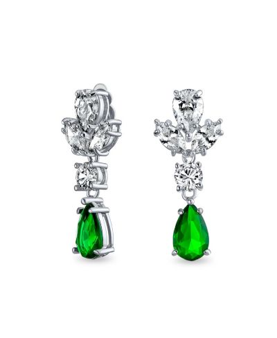 Bling Jewelry Серьги-клипсы с CZ в стиле Art Deco