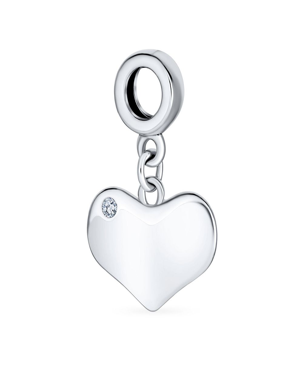 Bling Jewelry Подвеска-шарм в форме сердца с кристаллами, серебро 925 Sterling Silver для браслета