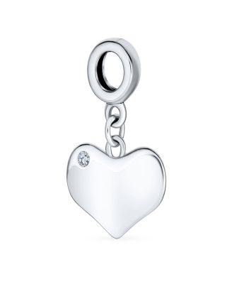 Bling Jewelry Подвеска-шарм в форме сердца с кристаллами, серебро 925 Sterling Silver для браслета