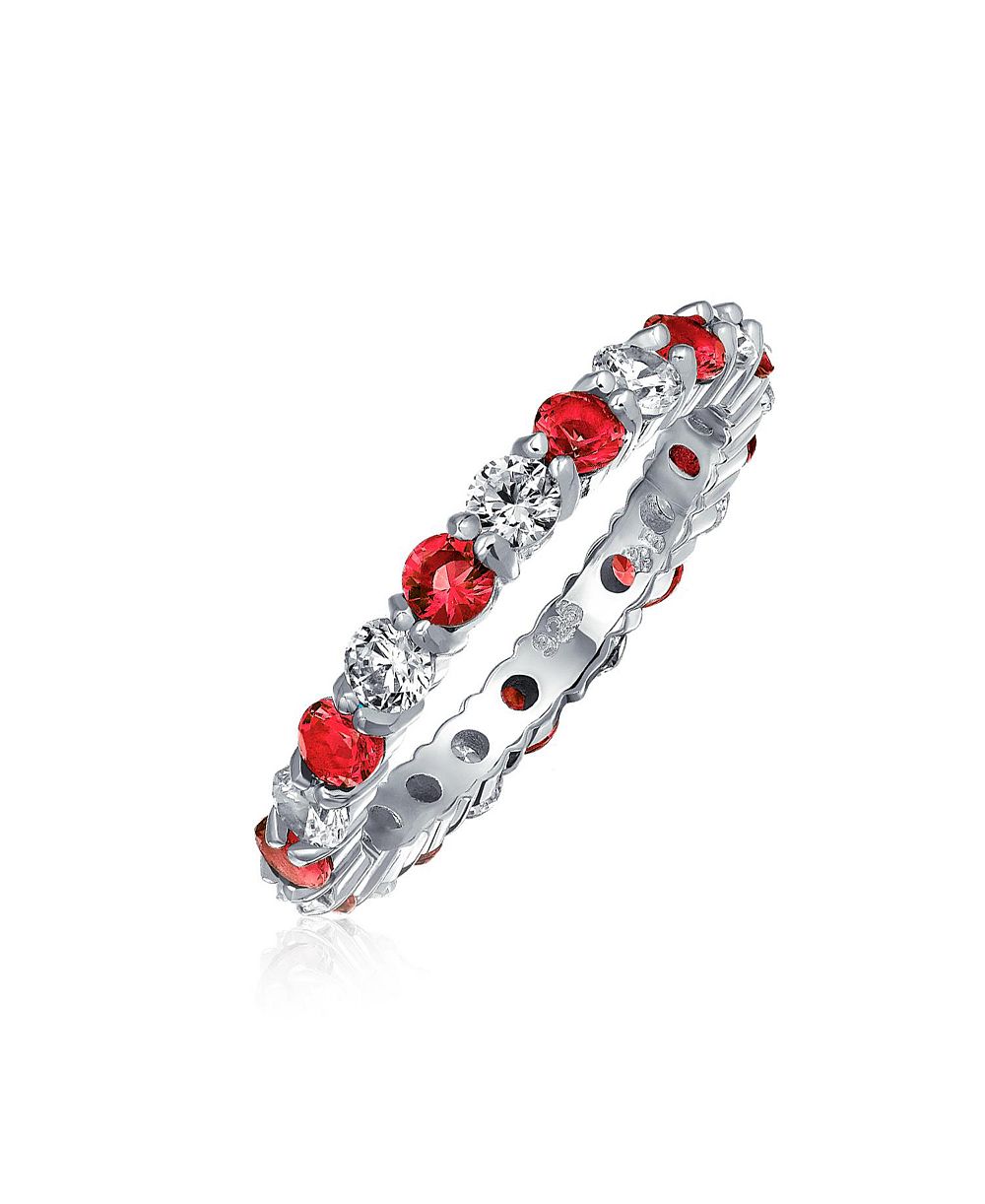 Bling Jewelry Alternating Birthstone Light Blue CZ Eternity Band Ring Sterling Silver