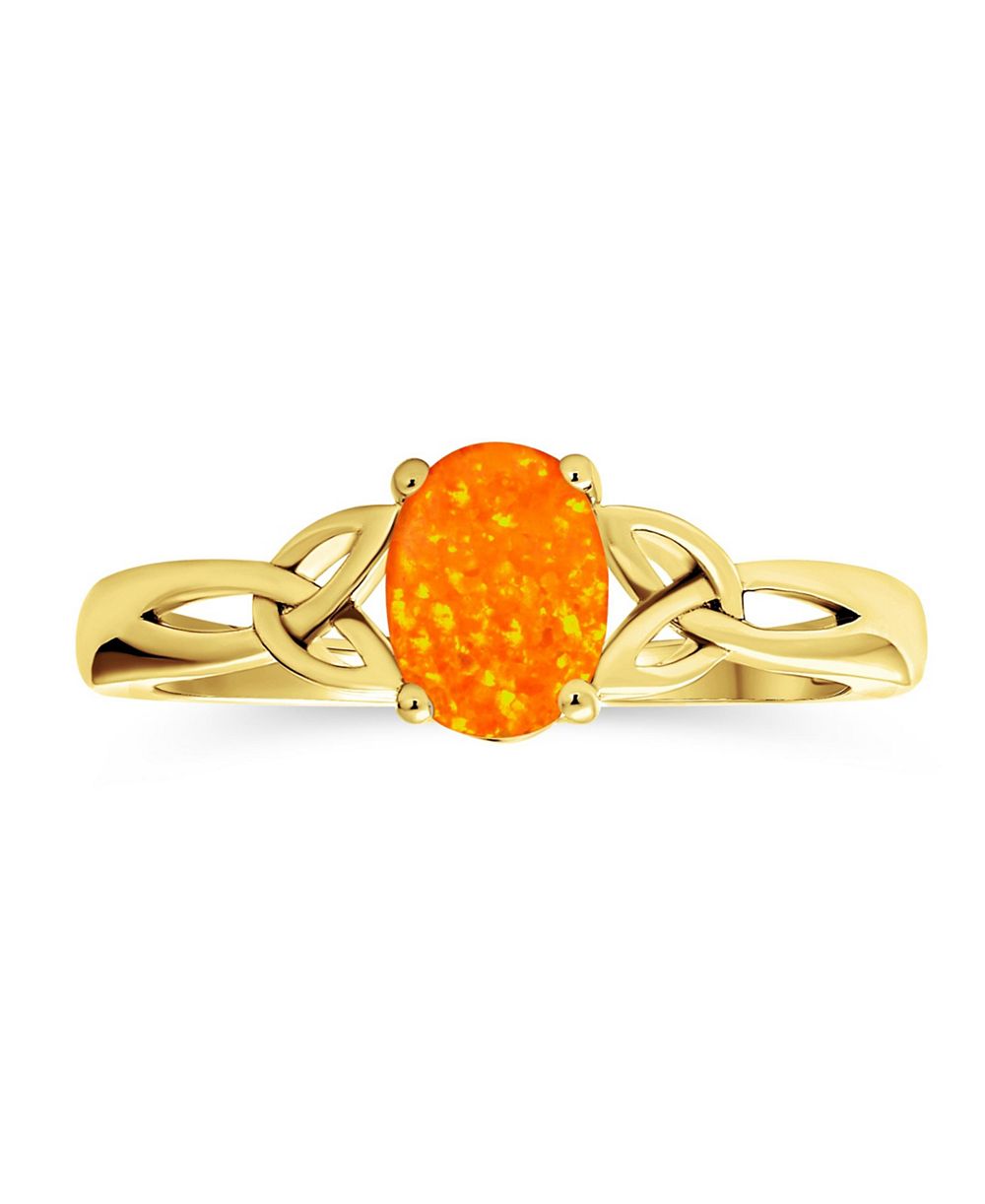 Bling Jewelry кольцо с оранжевым огненным опалом, золотое напыление на серебре, узел бесконечности