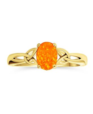 Bling Jewelry кольцо с оранжевым огненным опалом, золотое напыление на серебре, узел бесконечности