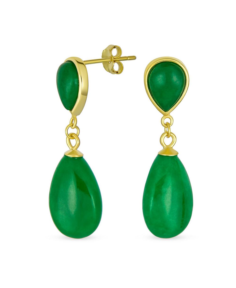 Серьги Bling Jewelry с натуральным камнем в форме двойной капли, позолоченное стерлинговое серебро