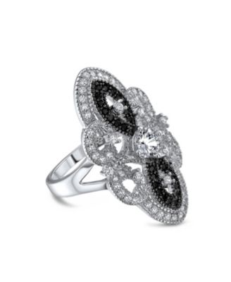 Коктейльное кольцо Bling Jewelry в стиле ар-деко с CZ филигранью
