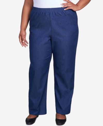 Alfred Dunner Plus Size Classic Denim Pull-On Straight-Leg Average Length Pants