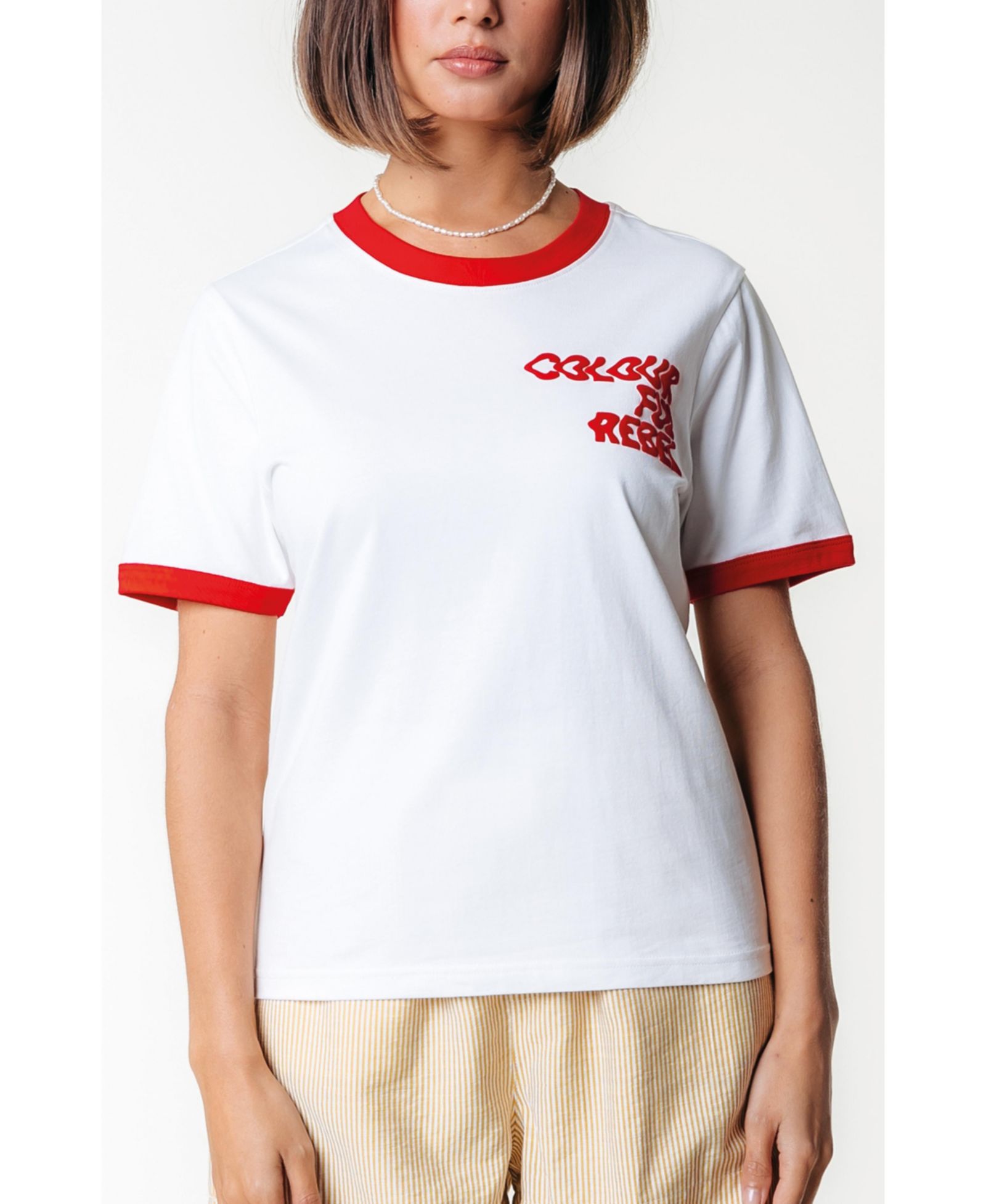 Женский боксы-tee Colourful Rebel Logo Wave Ringer Boxy