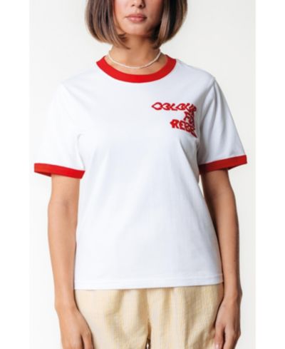 Colourful Rebel Women's Logo Wave Ringer Boxy Tee
