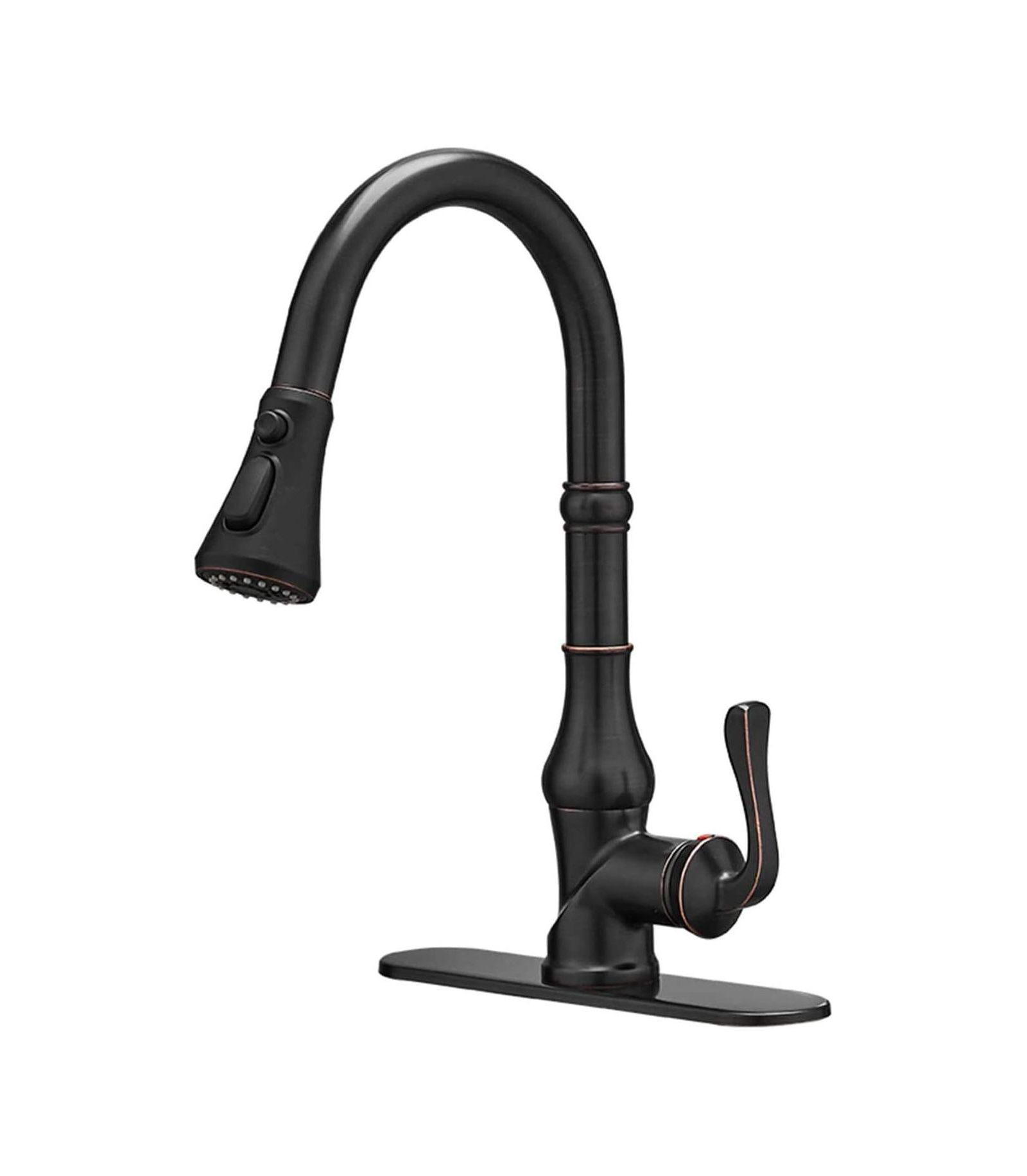 Greenspring Single-Handle Pull-Down Sprayer 3 Spray High Arc Kitchen Faucet With Deck Plate