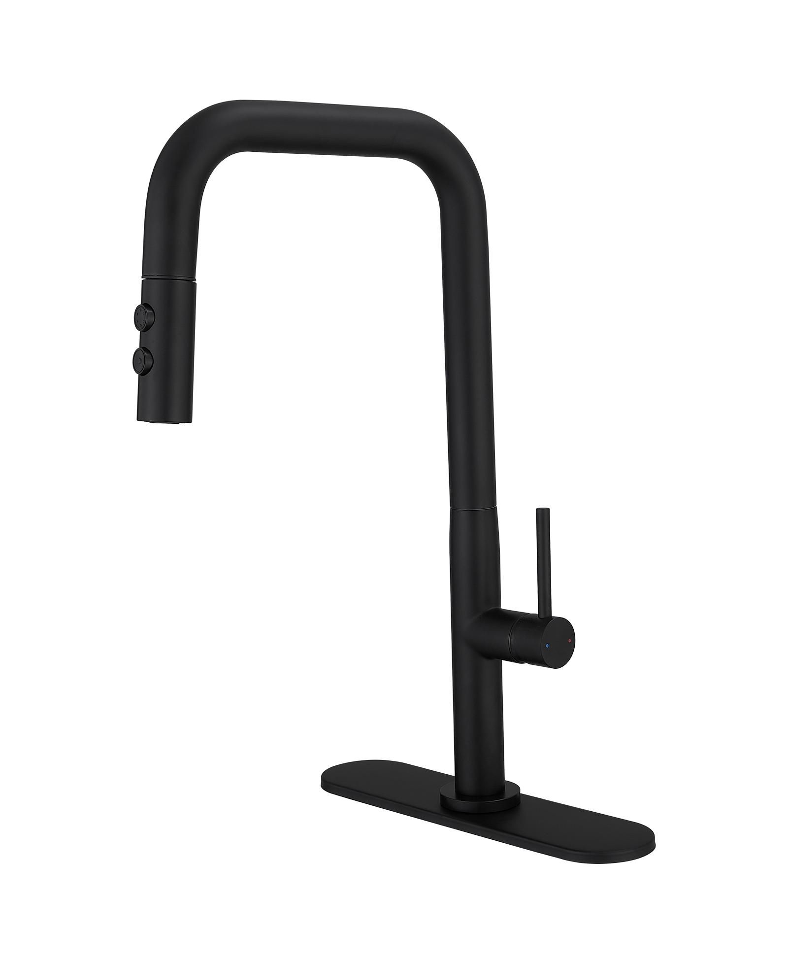 Greenspring Single Handle Pull-Down Sprayer 1 Spray High Arc Kitchen Faucet With Deck Plate in Brushed Nickel