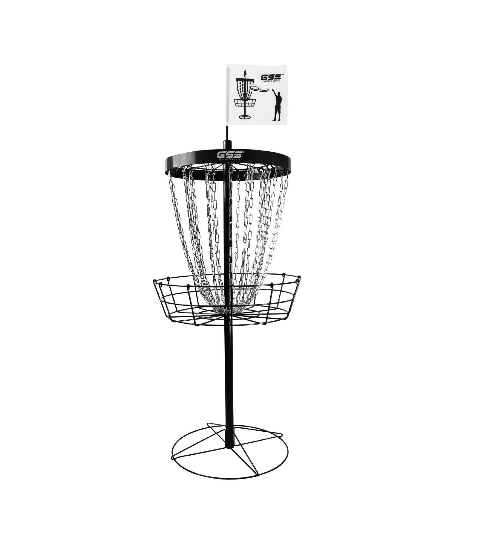 Deluxe 24-Chain Disc Golf Targets Basket, Metal Flying Disc Golf Practice Basket (Black/Blue/Orange/Red)
