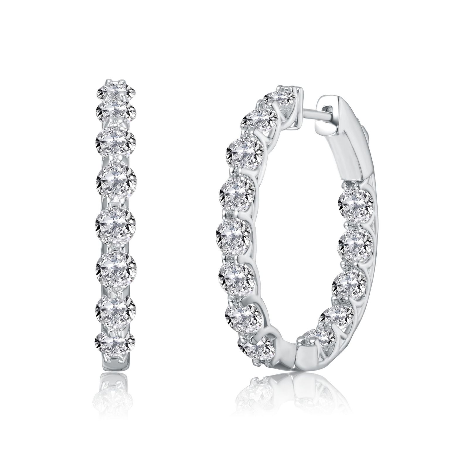Clear Cubic Zirconia Encrusted Hoop Earrings