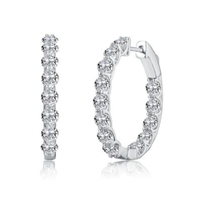 Clear Cubic Zirconia Encrusted Hoop Earrings