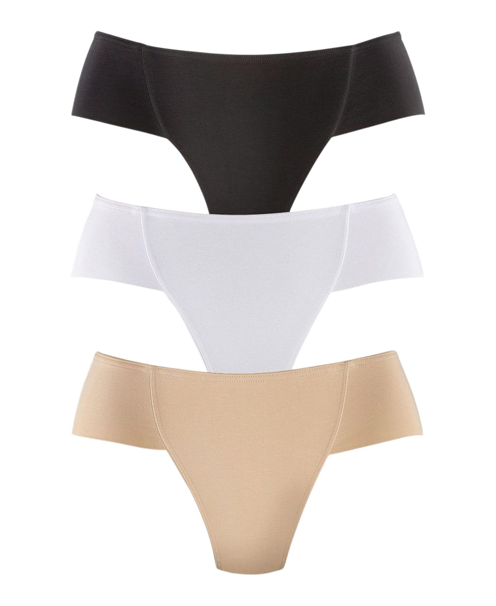 Набор трусиков LASCANA Women's 3 Pack Control Thongs Tan Black White