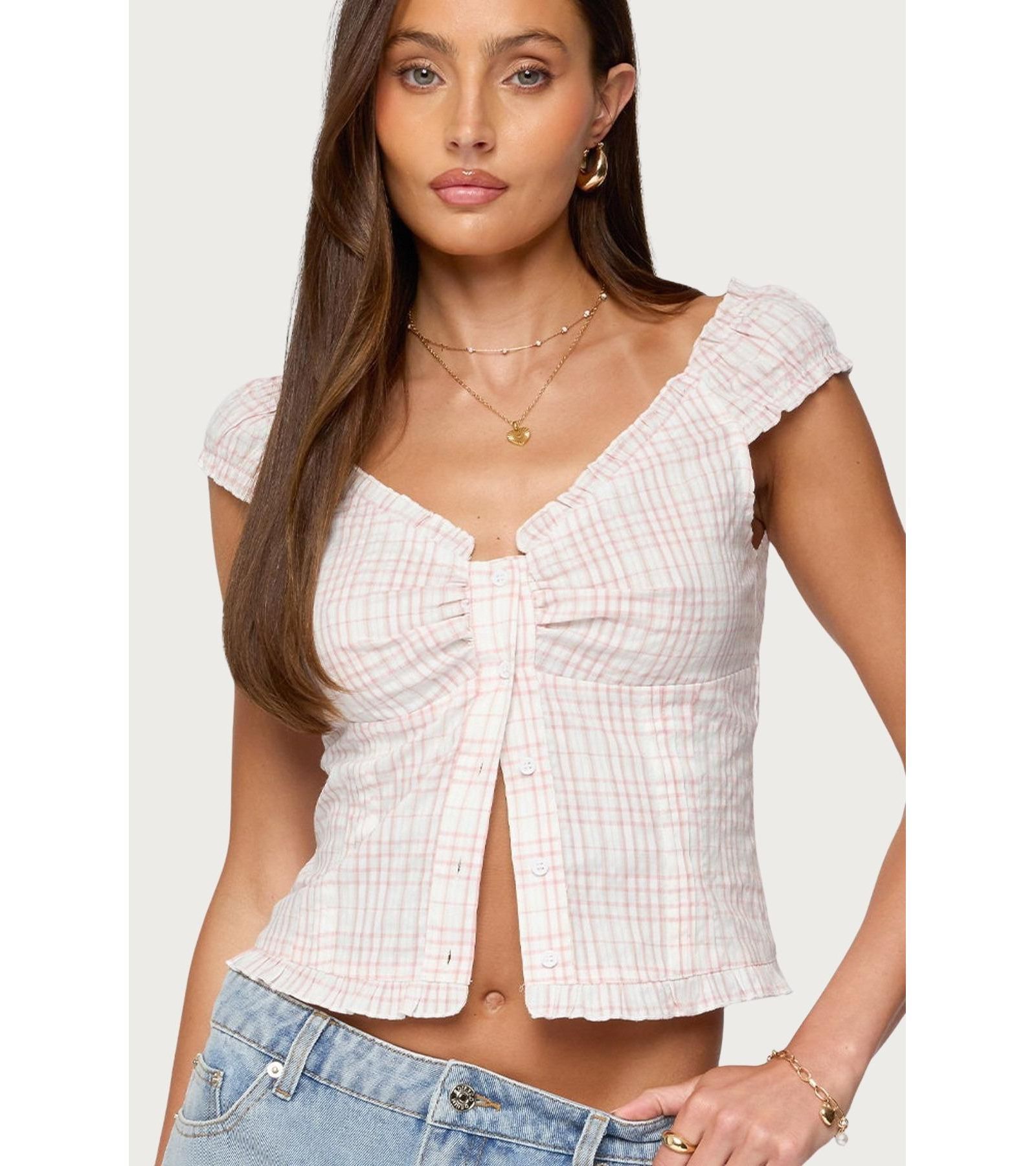 Женская рубашка Edikted Dolsy Plaid с пуговицами