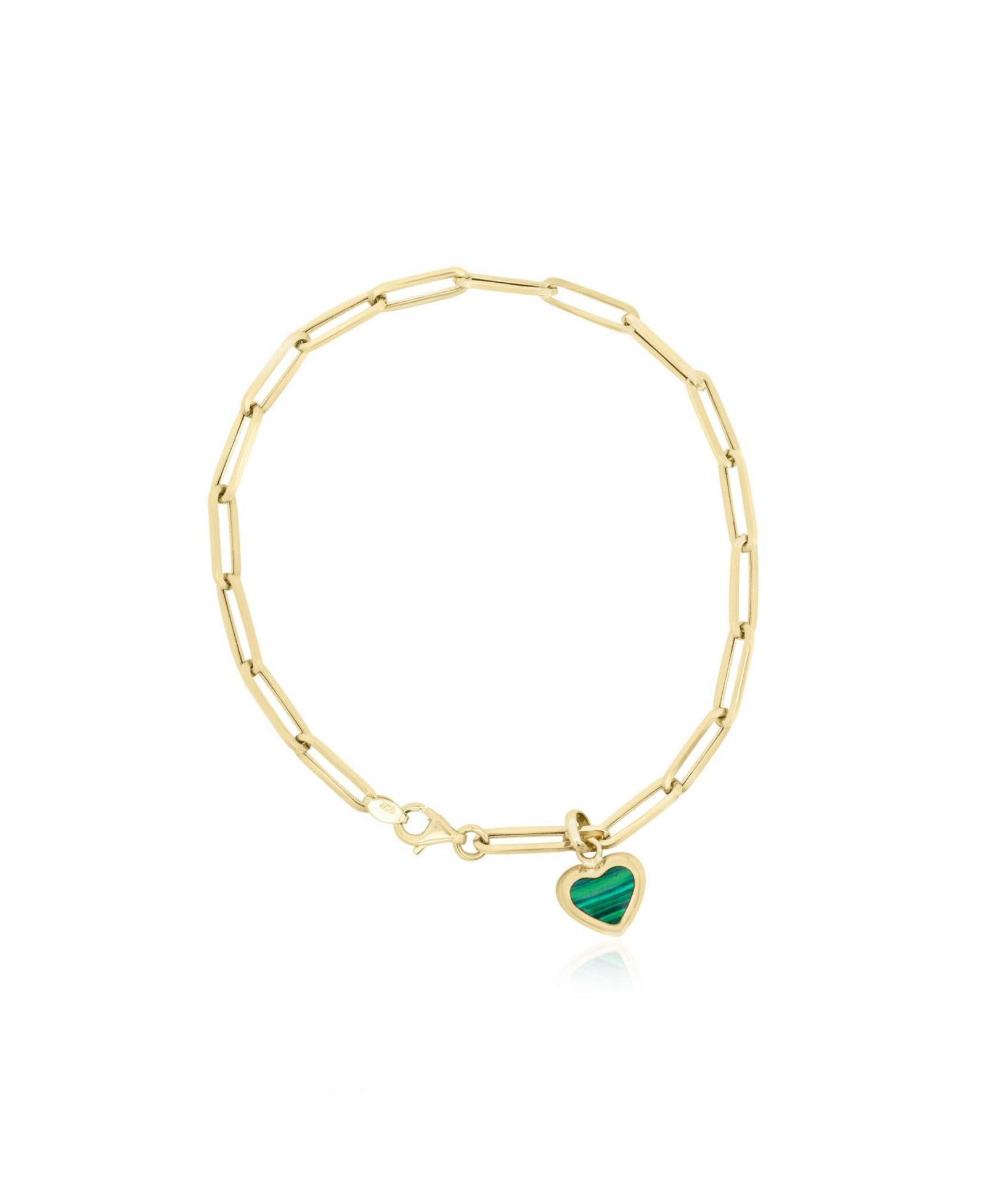 Браслет The Lovery Malachite Heart Paperclip