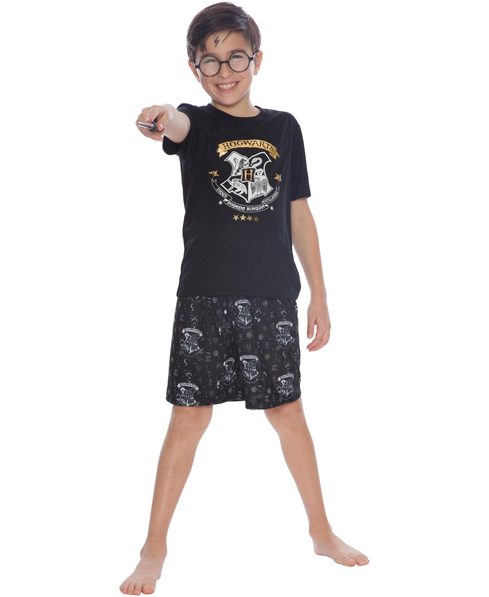 Harry Potter Boys' Hogwarts Crest Wizard 2-Piece Kids' Pajama Short Set