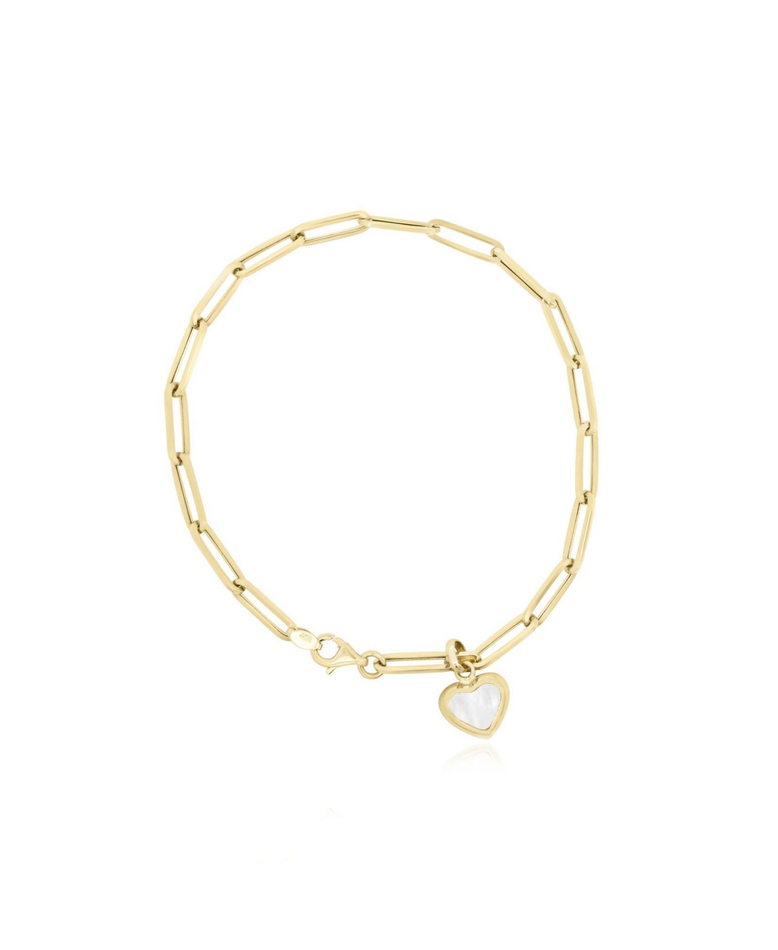 The Lovery Mother of Pearl Heart Paperclip Bracelet