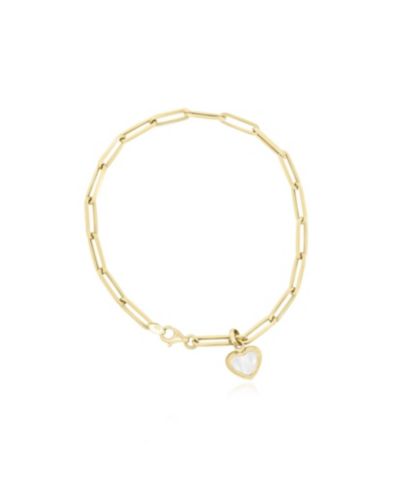 The Lovery Mother of Pearl Heart Paperclip Bracelet