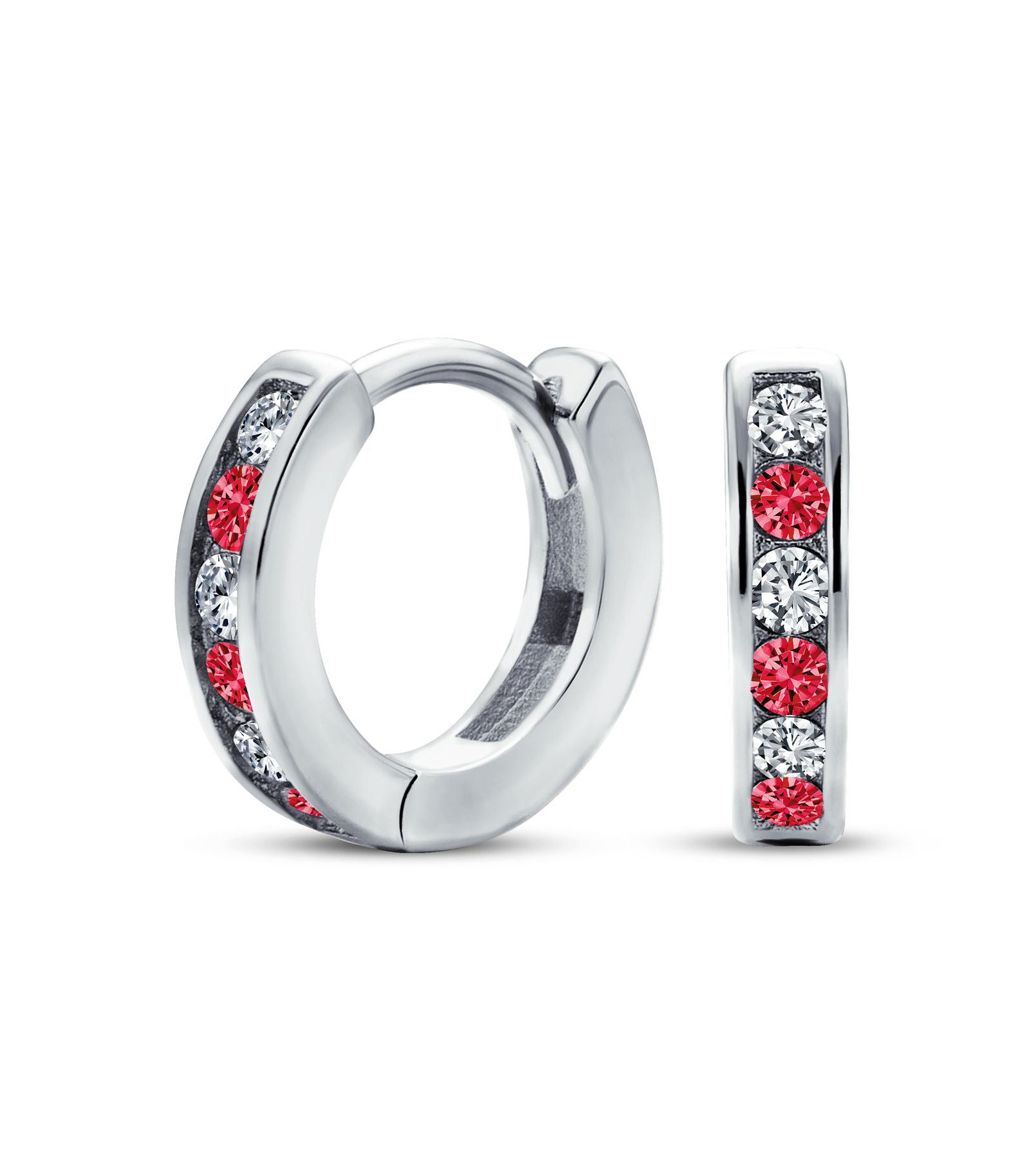 Bling Jewelry Tiny CZ Channel Set Cubic Zirconia Huggie Mini Hoop Earrings .925 Sterling Silver