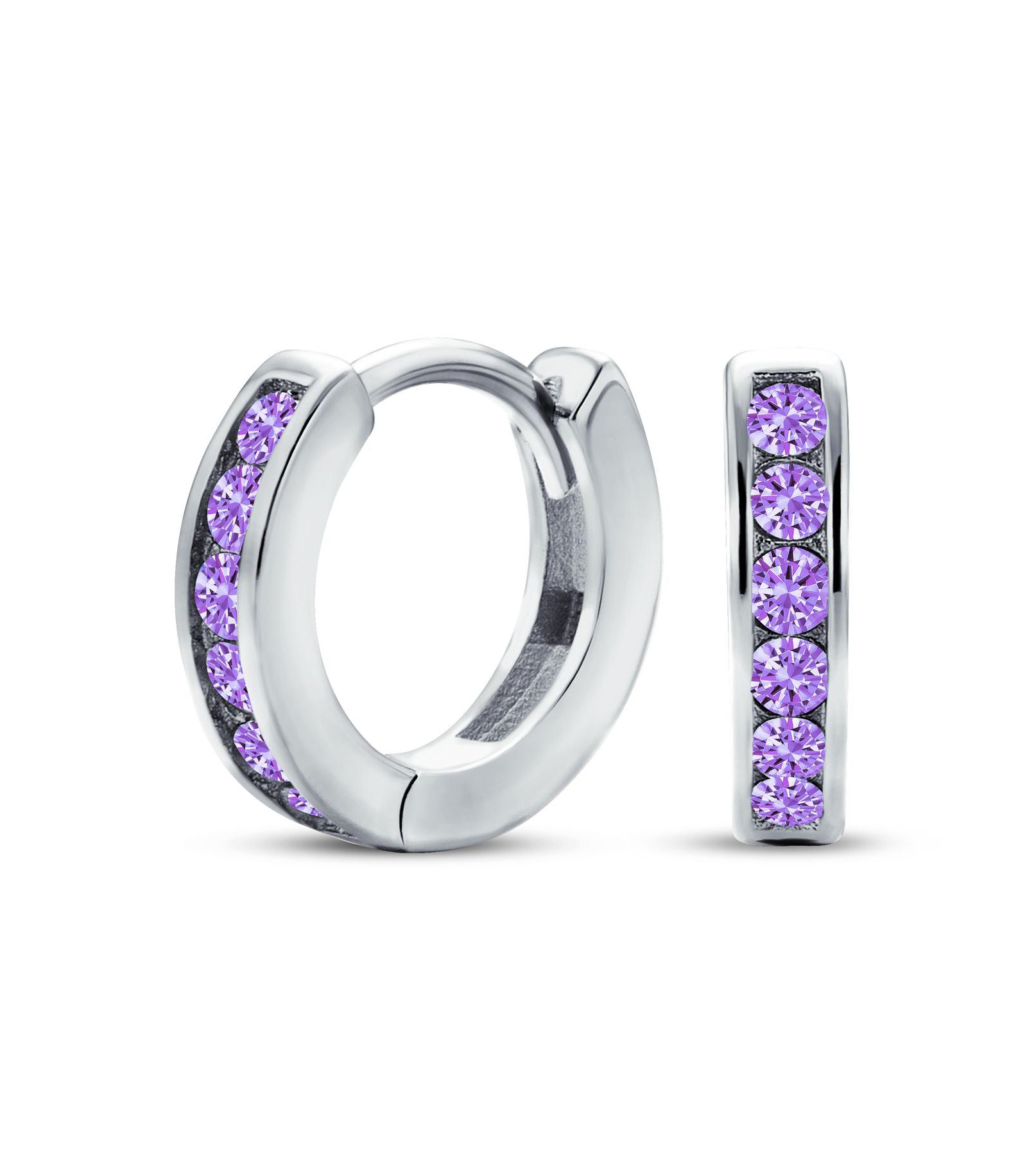 Bling Jewelry серьги-кольца Huggie с цирконием