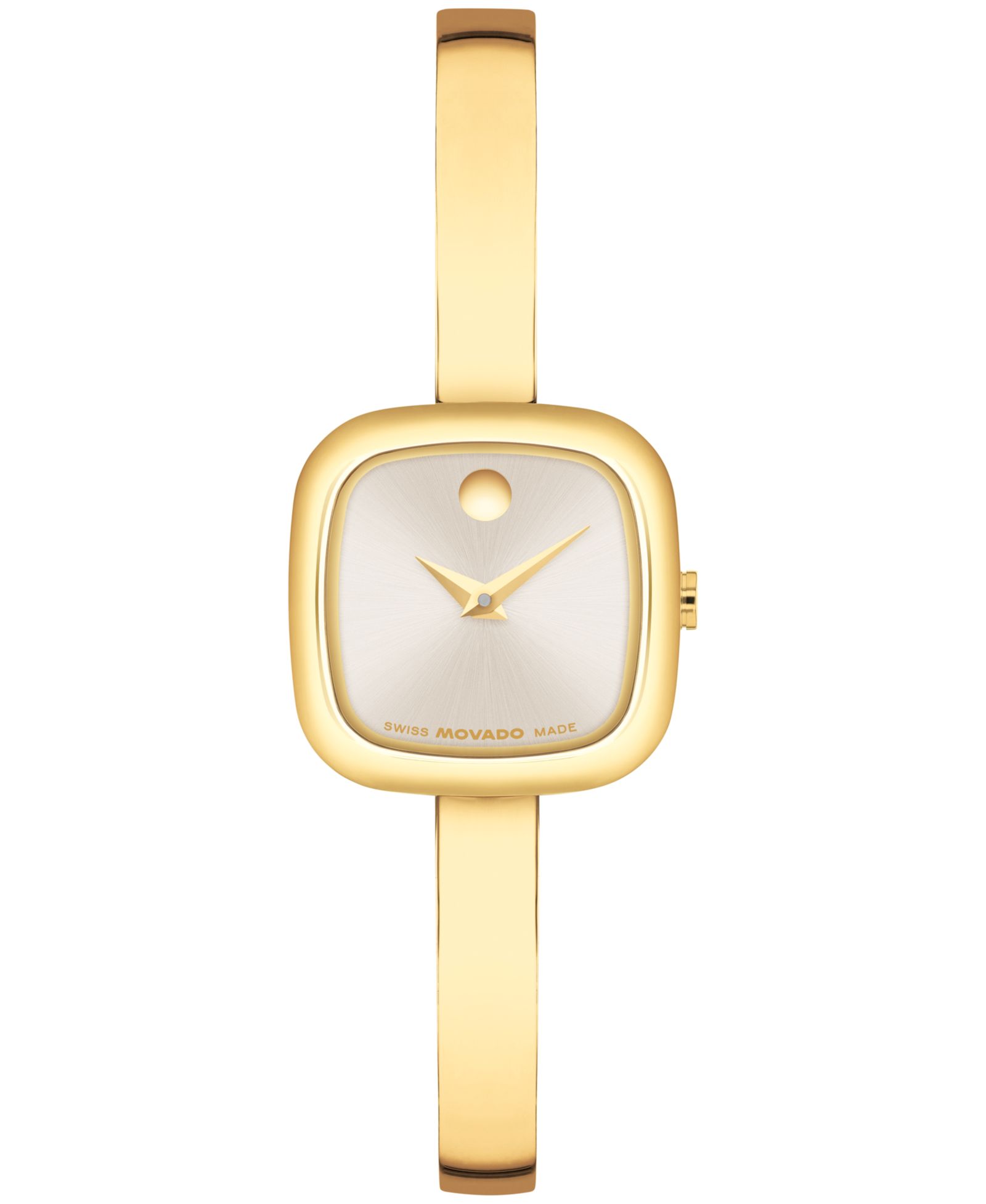 Movado Женские часы Museum Cushion Swiss Quartz, желтый PVD Steel, 21.50mm