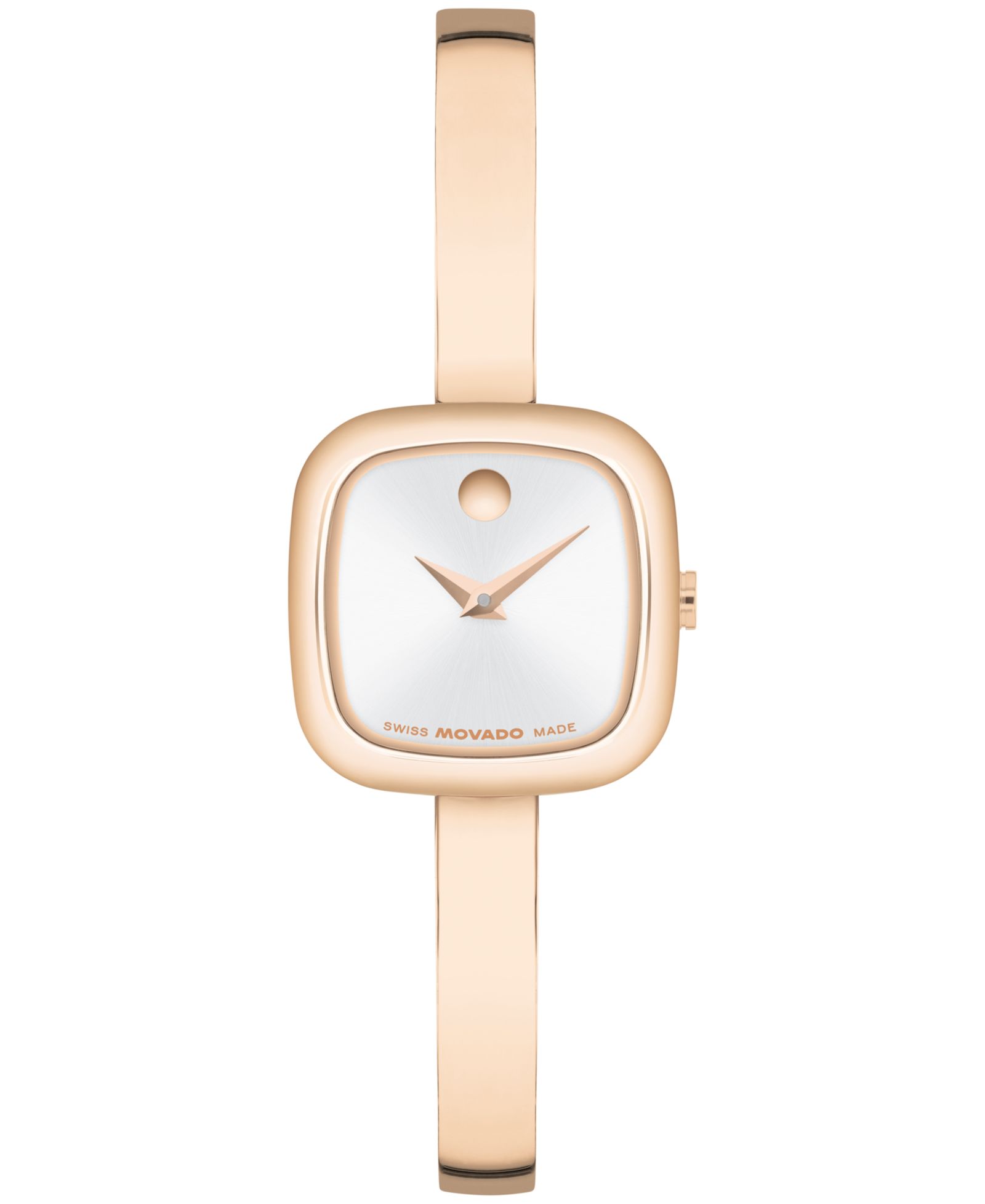 Movado Women's Museum Cushion Swiss Quartz Rose PVD Bangle Watch, 21.50mm