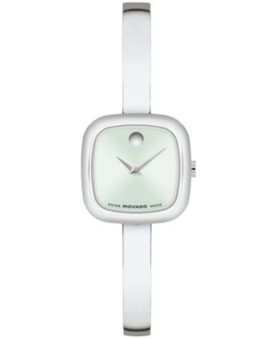 Movado Women's Museum Cushion Swiss Quartz Stainless Steel Bangle Watch, 21.50mm