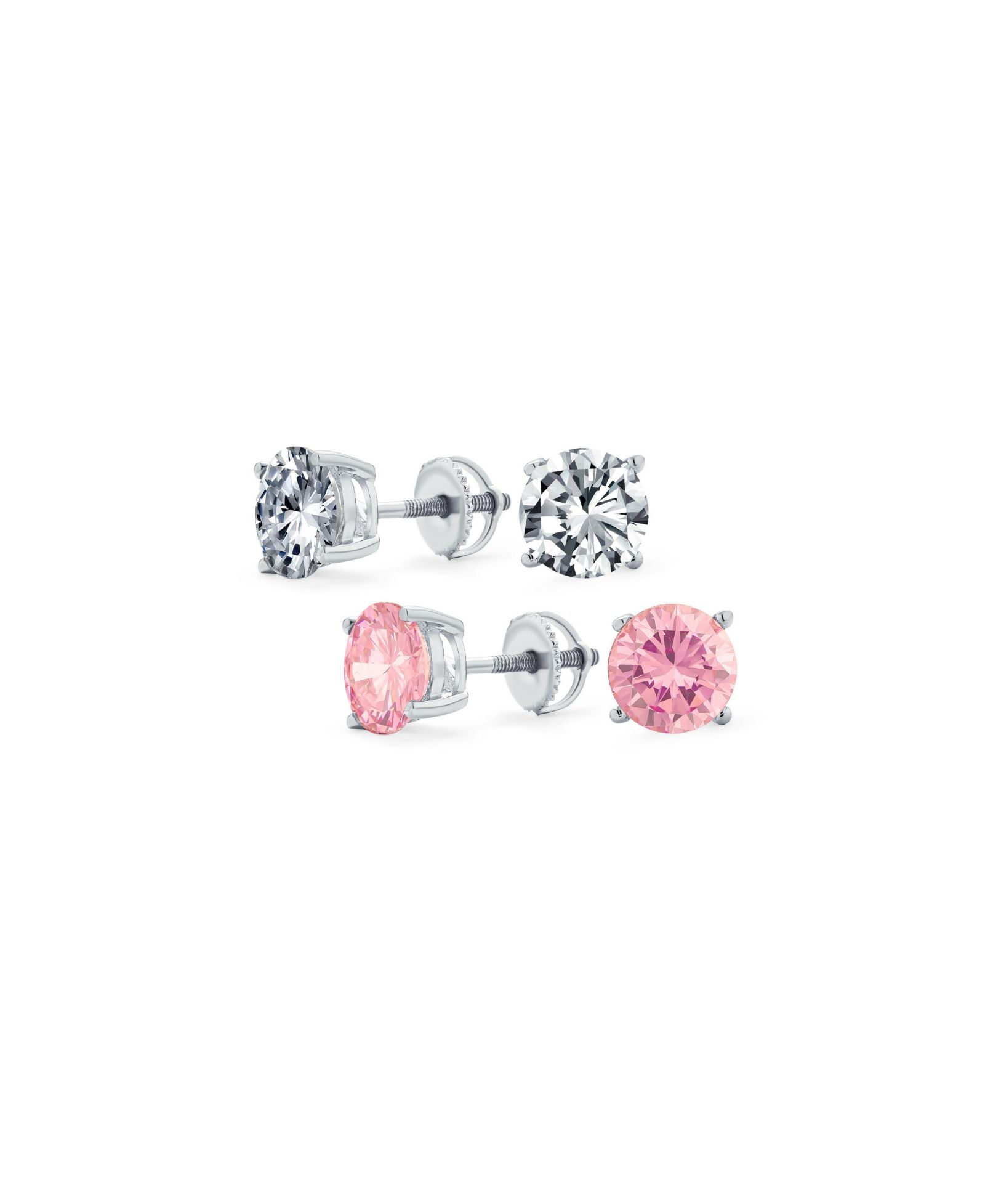 Bling Jewelry Classic CZ Solitaire Cubic Zirconia Stud Earrings Screwback Posts Sterling
