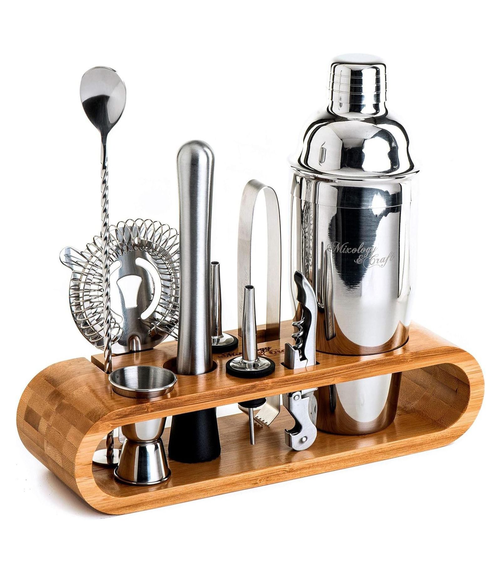 Bartender Kit 10-Piece Bar Tool Set with Bamboo Stand