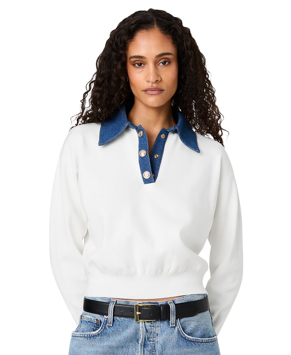 French Connection Women's Denim Knit Collared Sweater