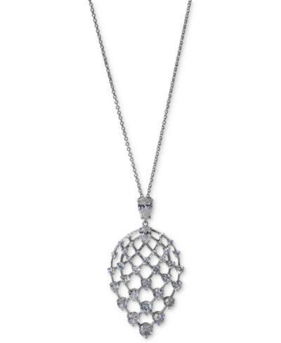 Eliot Danori Cubic Zirconia Lacey Pendant Necklace, 17" + 3" extender