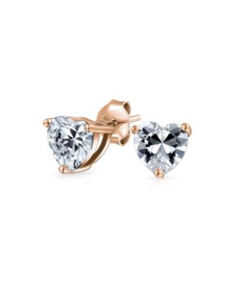 Bling Jewelry Ruby CZ Cubic Zirconia Solitaire Heart Stud Earrings Sterling Silver 7MM